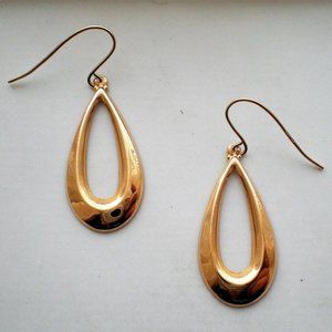 European Designer Solid 14K 585 Yellow Gold Tear Drop Dangle Pierced Earrings